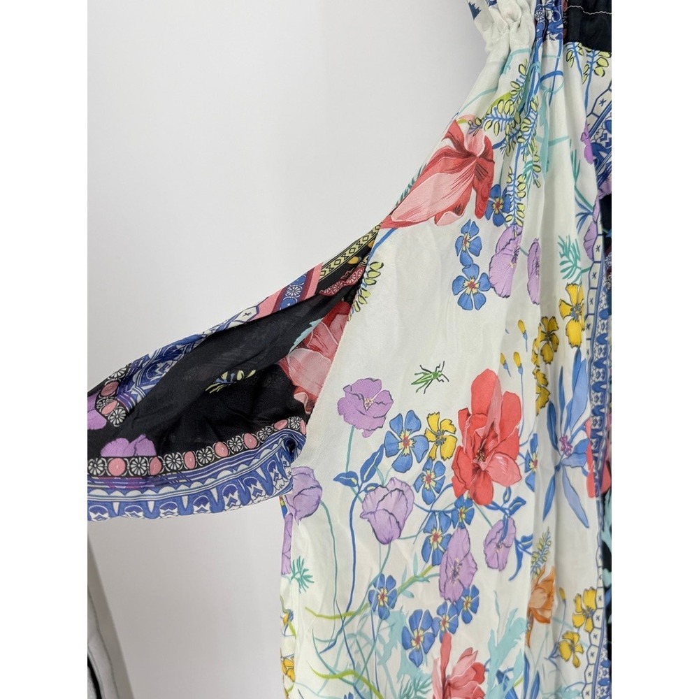 Johnny Was Silk Scarf Print Handkerchief Hem Boho Midi Dress Multicolor Floral - Picture 6 of 12